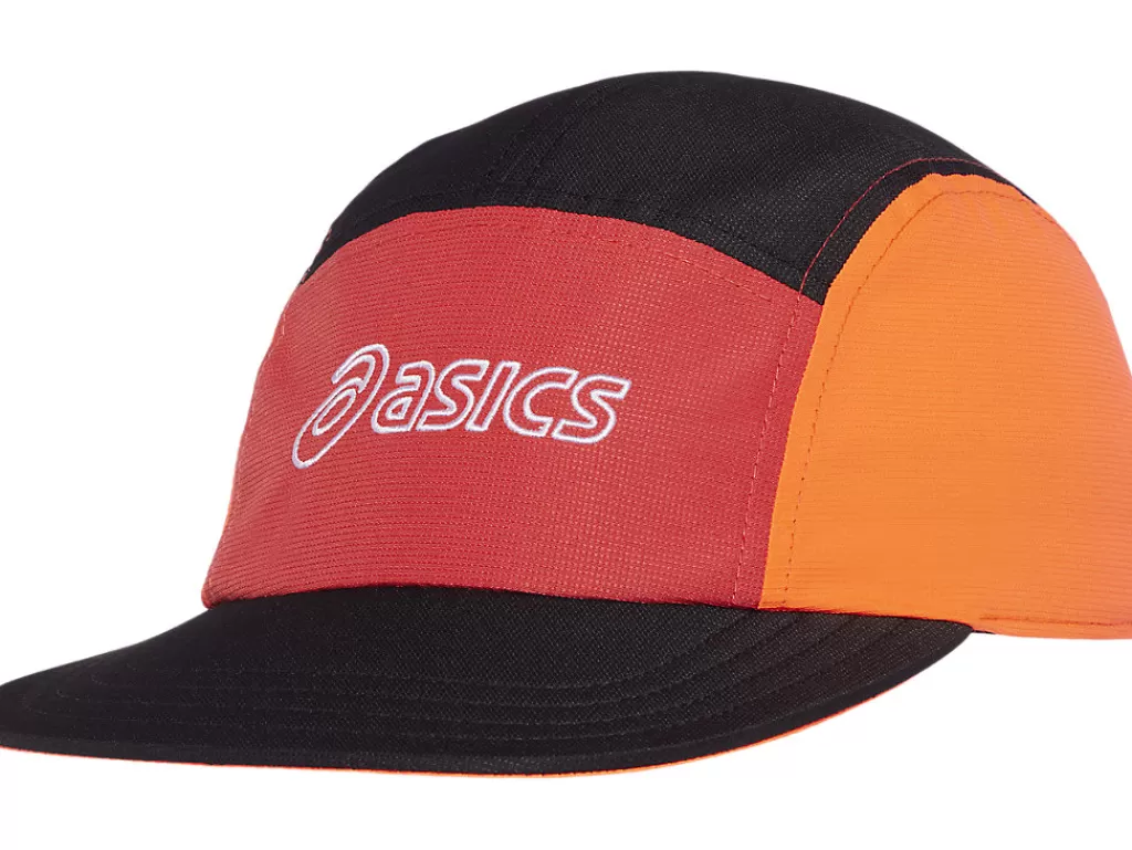 ASICS Hardlopen | Hoofddeksels> 5 PANEL CAP Sunrise Red/True Red/Perf Black