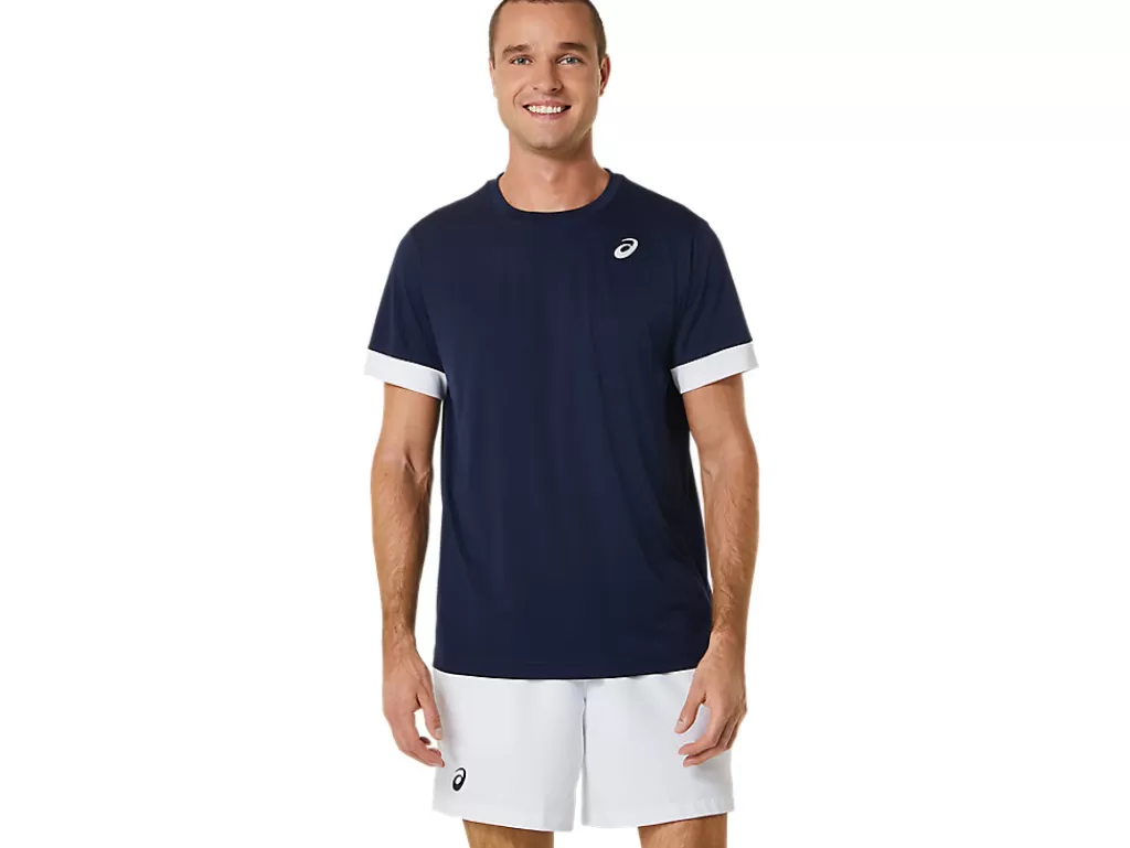 ASICS Kleding | Tennis>COURT SS TOP Midnight/Brilliant White