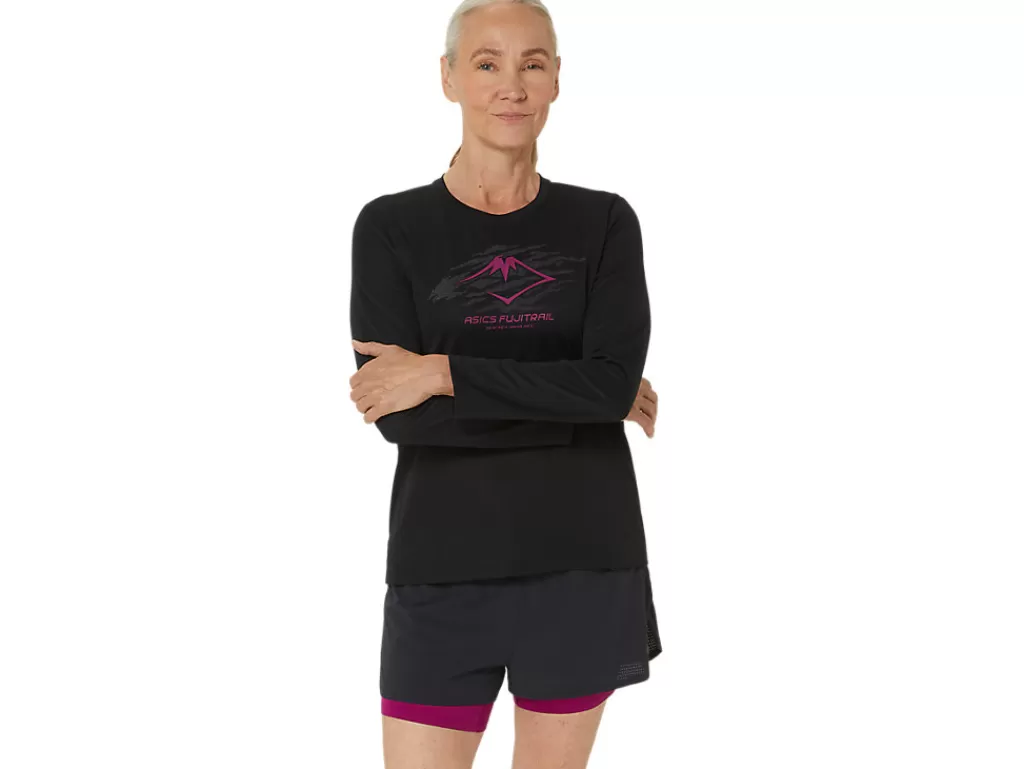 ASICS Kleding | Trail running>FUJITRAIL LOGO LS TOP Performance Black/Blackberry