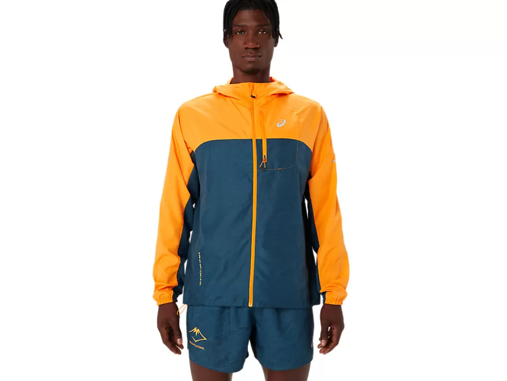 ASICS Trail running | Kleding>FUJITRAIL PACKABLE JACKET Fellow Yellow/Magnetic Blue