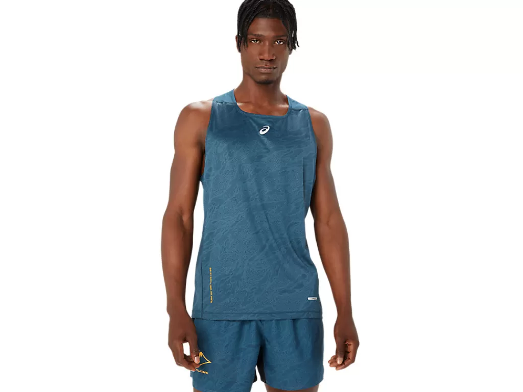 ASICS Kleding | Trail running>FUJITRAIL SINGLET Magnetic Blue