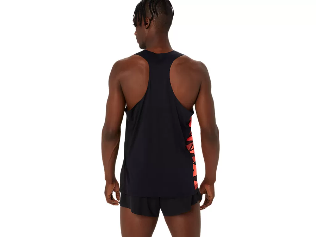 ASICS Atletiek | Shirts met korte mouwen>MEN LIGHT GRAPHIC SINGLET Performance Black/Sunrise Red