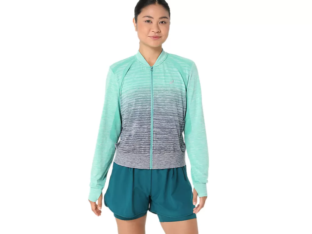 ASICS Kleding | Hardlopen>NAGINO RUN SEAMLESS JACKET Aurora Green/Blue Expanse