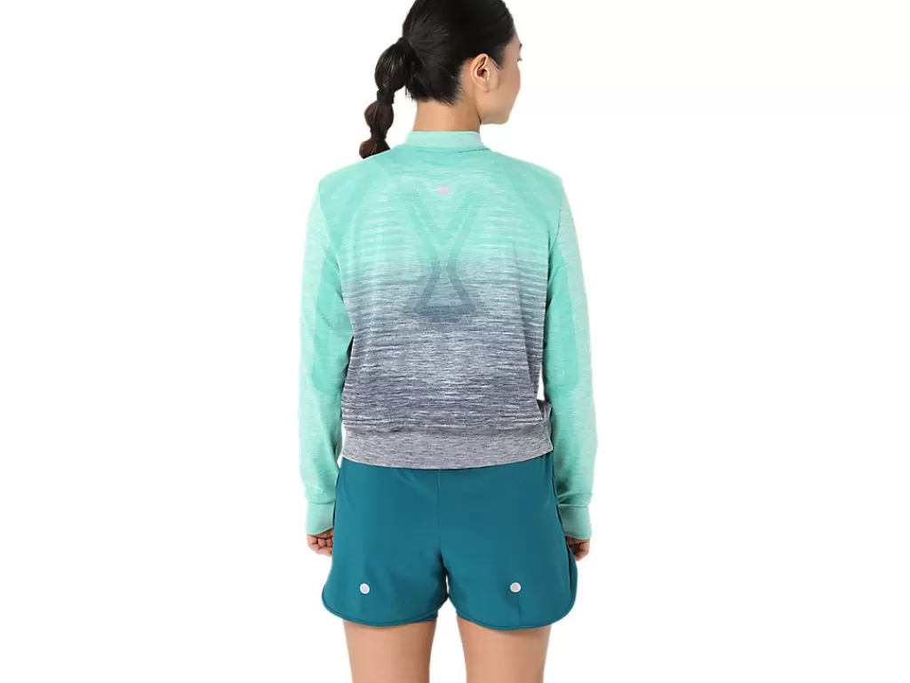 ASICS Kleding | Hardlopen>NAGINO RUN SEAMLESS JACKET Aurora Green/Blue Expanse