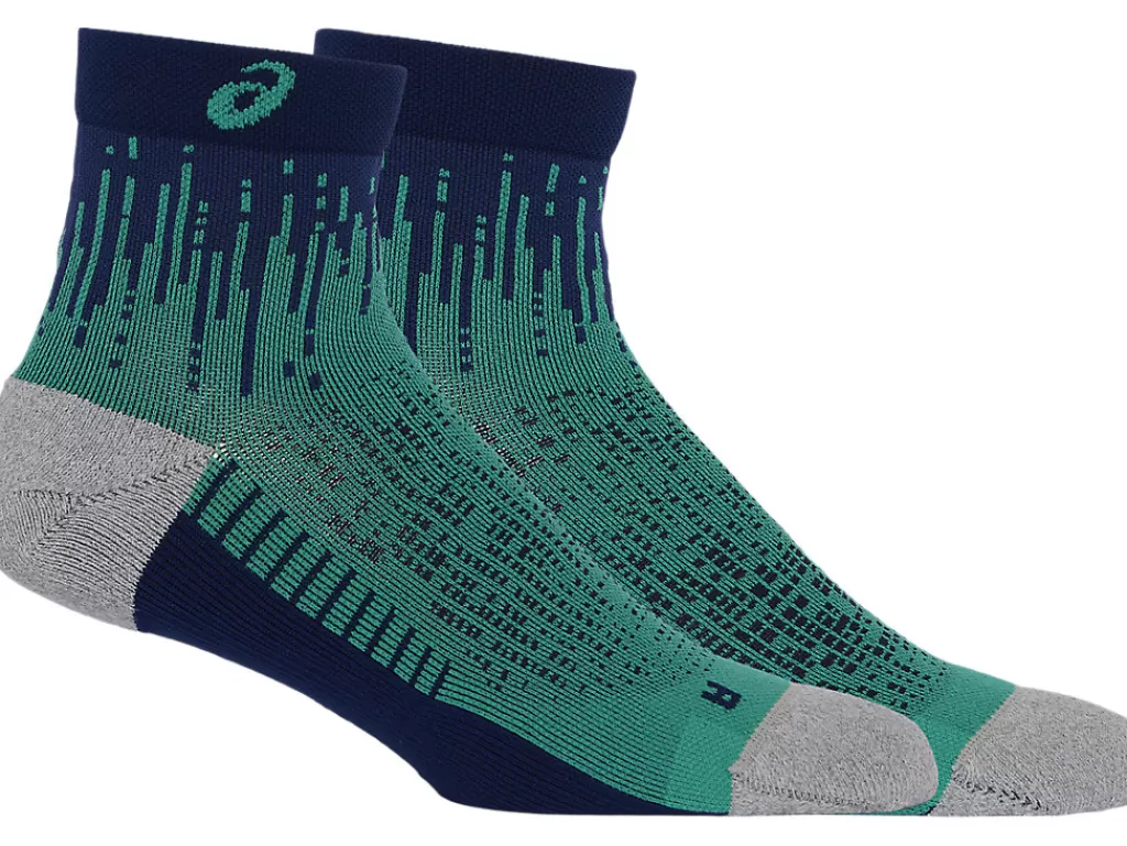 ASICS Hardlopen | Sokken>PERFORMANCE RUN SOCK QUARTER Aurora Green/Blue Expanse