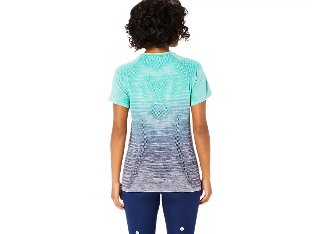 ASICS Kleding | Hardlopen>SEAMLESS SS TOP Aurora Green/Blue Expanse