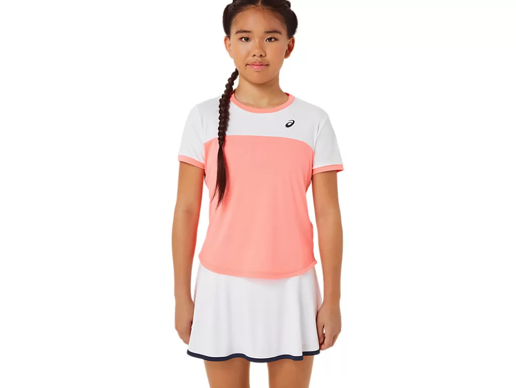 ASICS Kleding | Tennis>TENNIS SS TOP Guava/Brilliant White